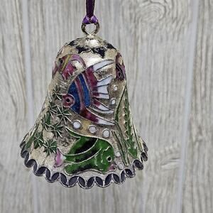 Vintage Cloisonné‎ Enamel Bell Ornament Tropical Fish Ocean Theme Hanging Decor